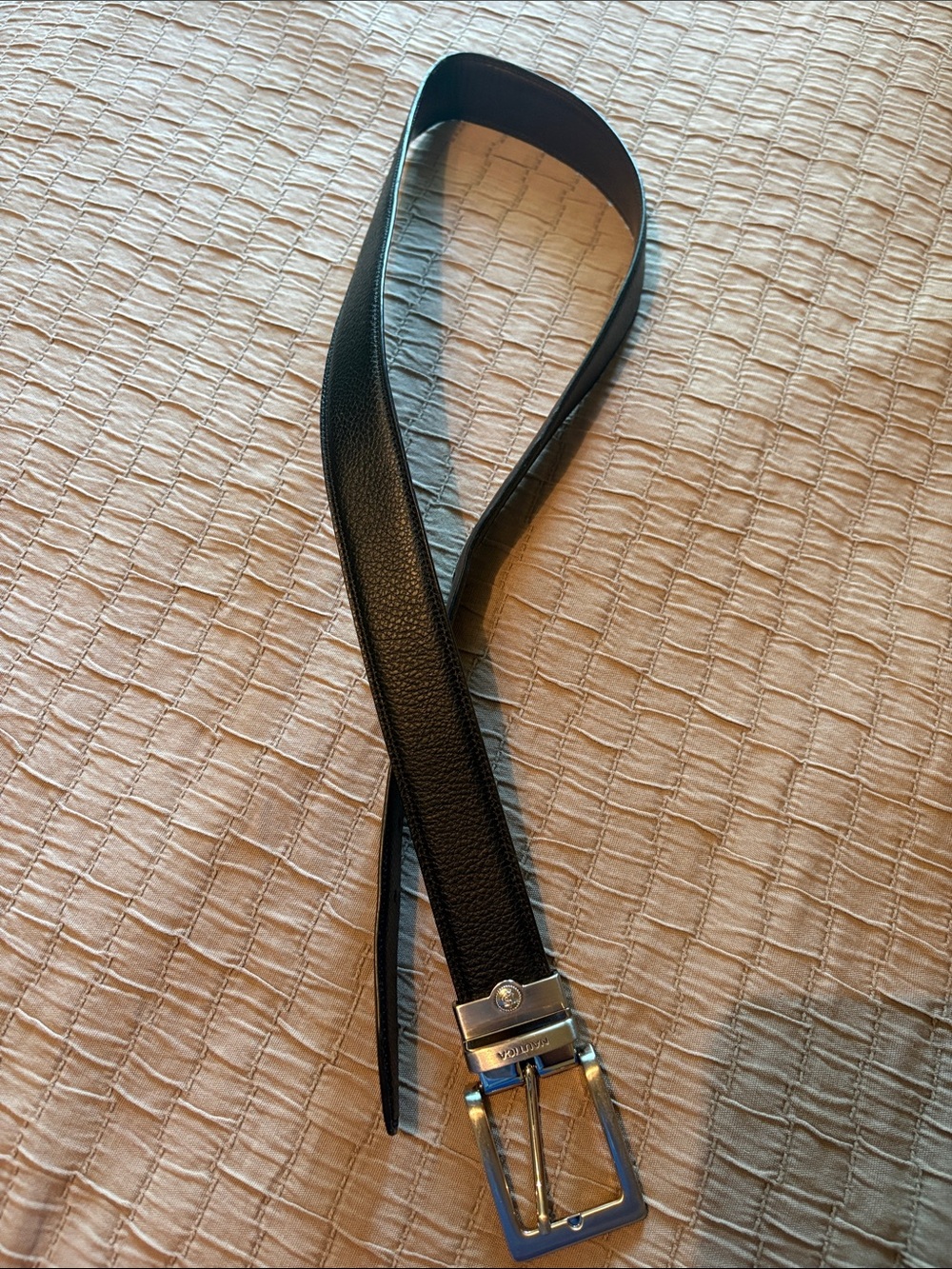 Nautica reversible Black/Brown Leather Belt with Silver Buckle